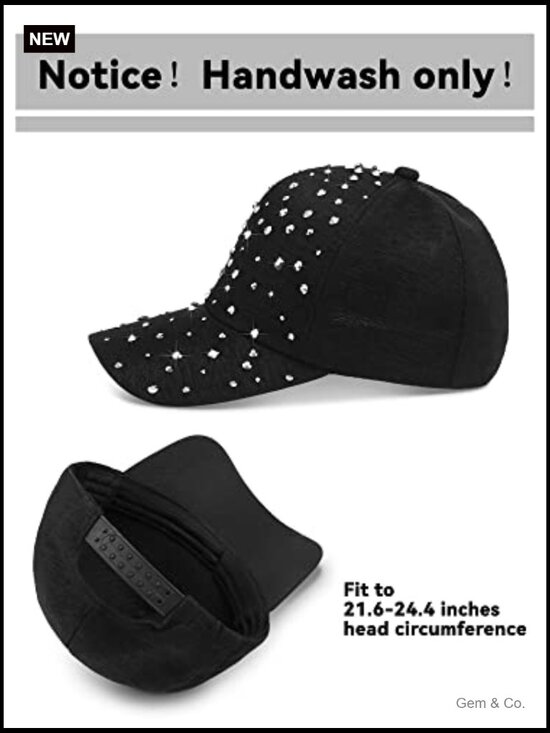 Adjustable Rhinestone Baseball Cap Sport Hat Bling Cotton 2 Pack main image 7